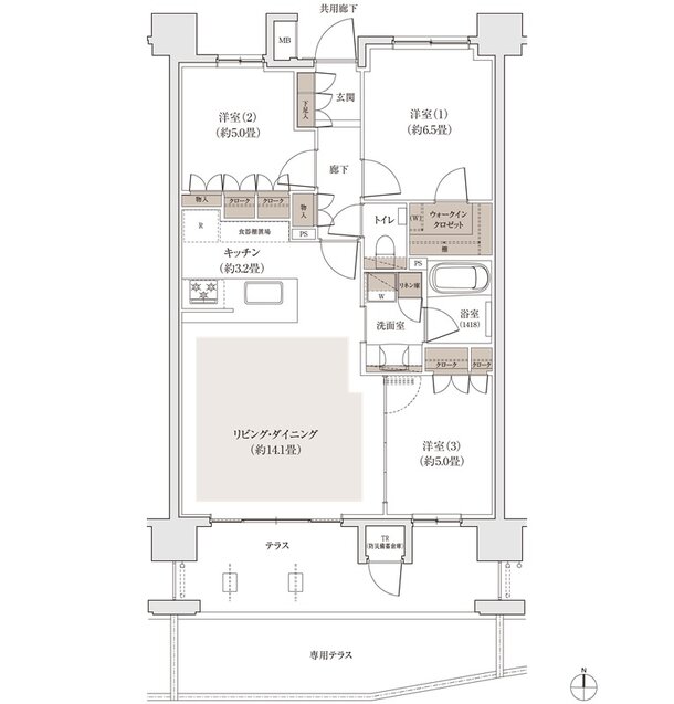 パークホームズ福岡浄水通 間取り Fgタイプ