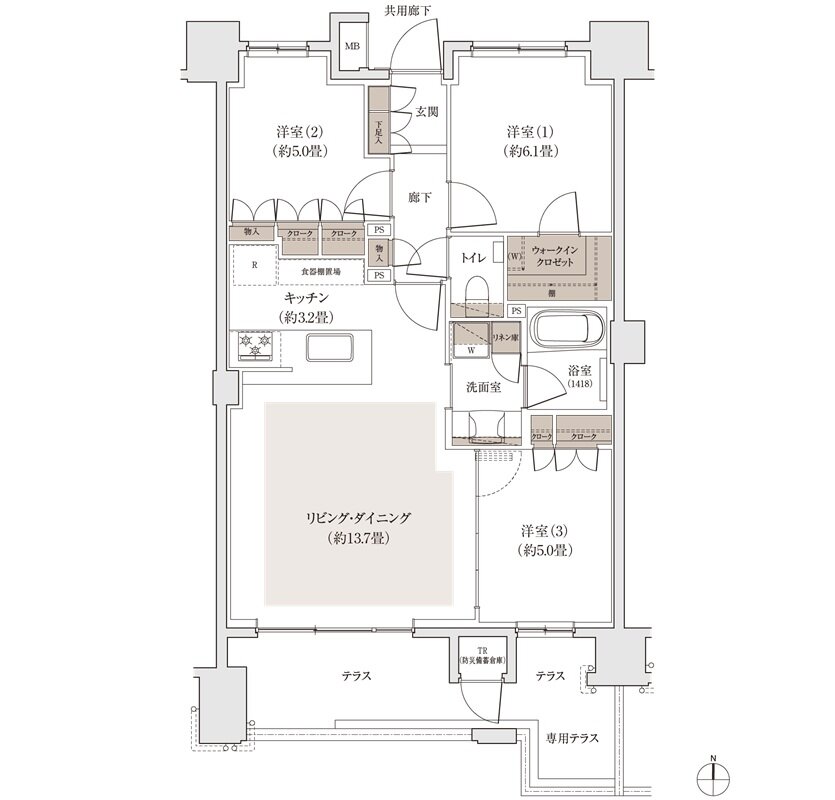 パークホームズ福岡浄水通 間取り Igタイプ