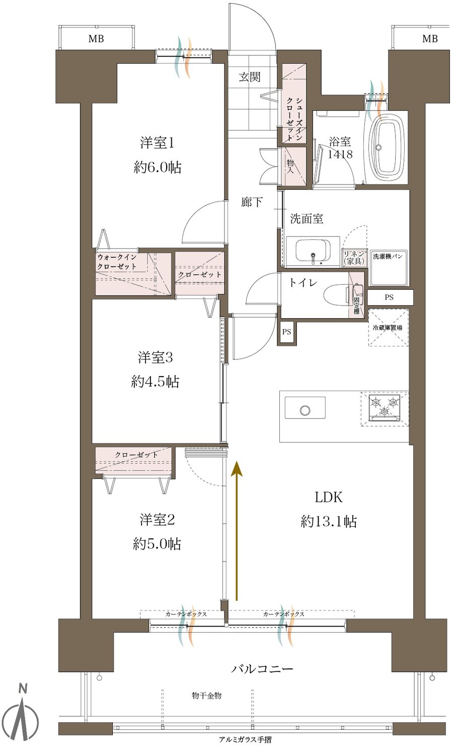 レクシア柳丸ガーデンフォート 間取り D type