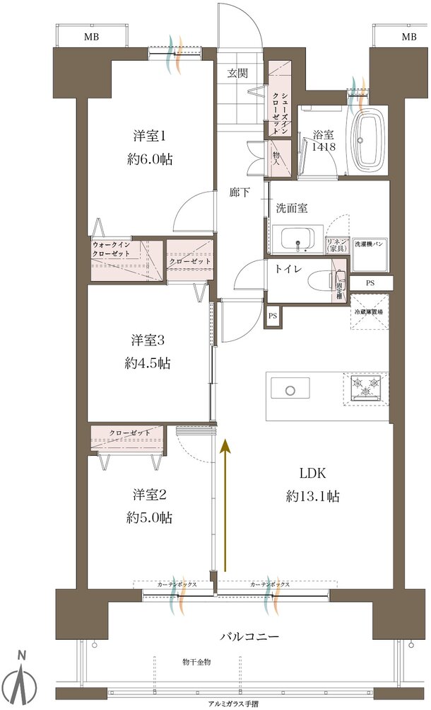 レクシア柳丸ガーデンフォート 間取り D type
