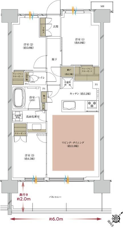 プレシス海老名グランサウス 間取り B3タイプ