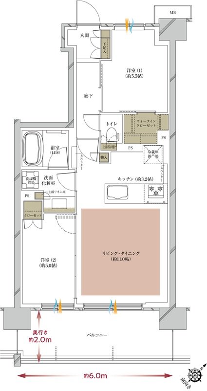 プレシス海老名グランサウス 間取り B5タイプ