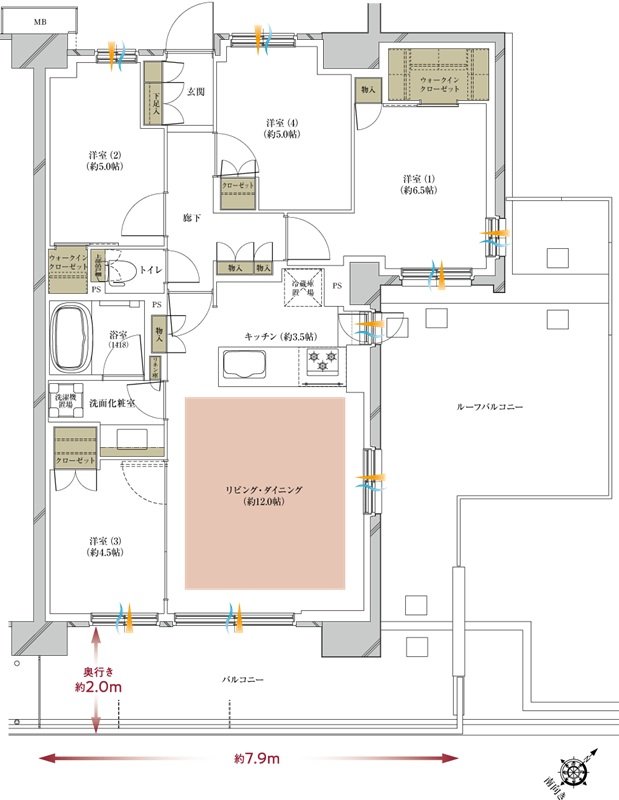 プレシス海老名グランサウス 間取り B8rタイプ
