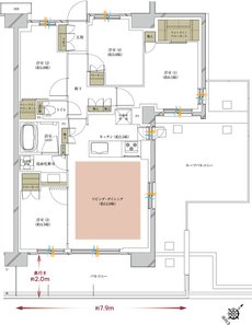 プレシス海老名グランサウス 間取り B8rタイプ