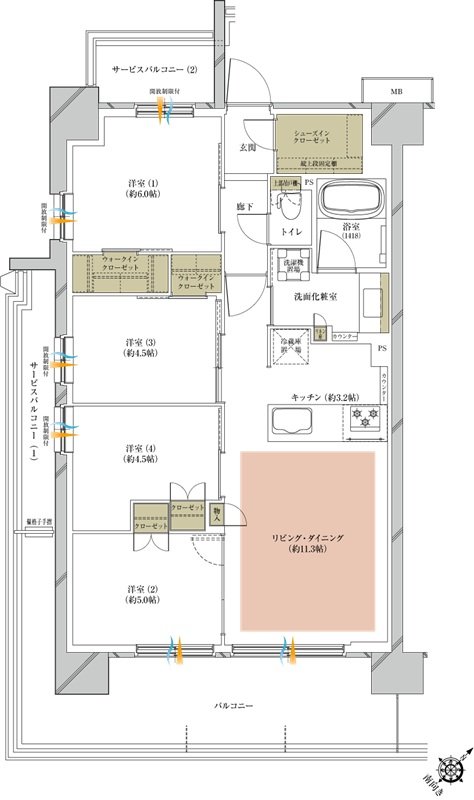 プレシス海老名グランサウス 間取り B1タイプ