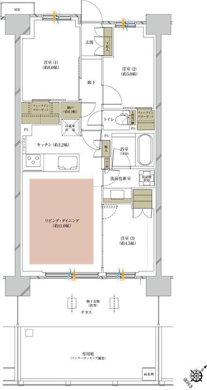 プレシス海老名グランサウス 間取り B2gタイプ