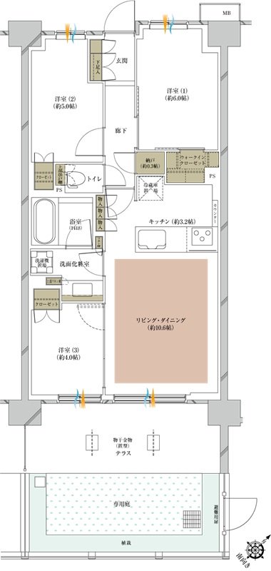 プレシス海老名グランサウス 間取り C5gタイプ