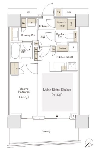 セントラルガーデン月島 ザ タワー 間取り 43Bnw type