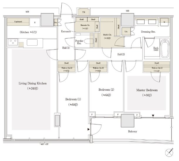 セントラルガーデン月島　ザ　タワー 間取り 115Bse type