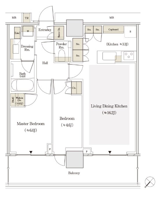 セントラルガーデン月島　ザ　タワー 間取り 61Bnw type