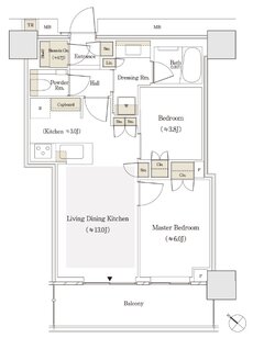 セントラルガーデン月島　ザ　タワー 間取り 52Asw type
