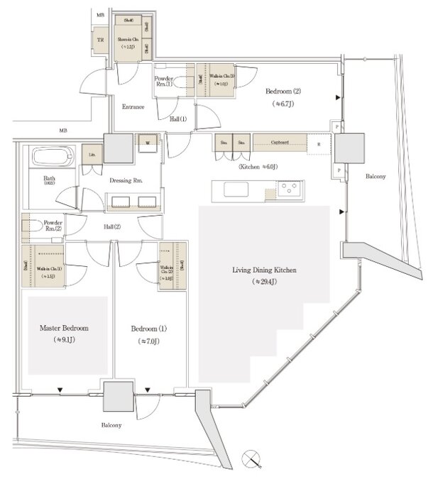 セントラルガーデン月島　ザ　タワー 間取り 119An type