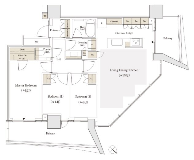 セントラルガーデン月島　ザ　タワー 間取り 80An type