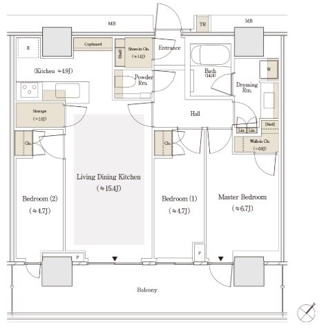 セントラルガーデン月島　ザ　タワー 間取り 73Dse type