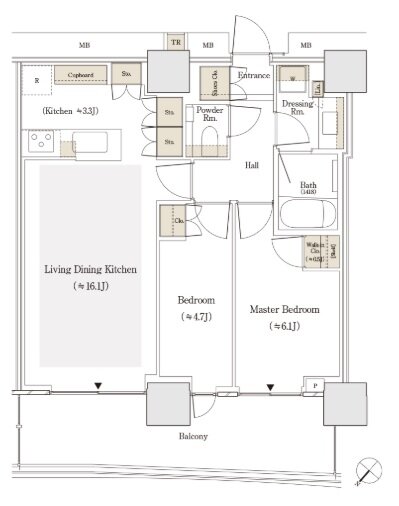 セントラルガーデン月島 ザ タワー 間取り 61Dnw type