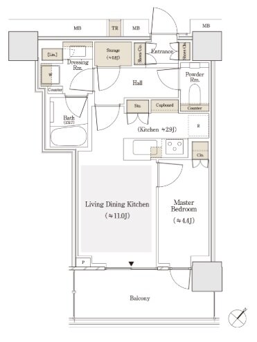 セントラルガーデン月島　ザ　タワー 間取り 42Bse type