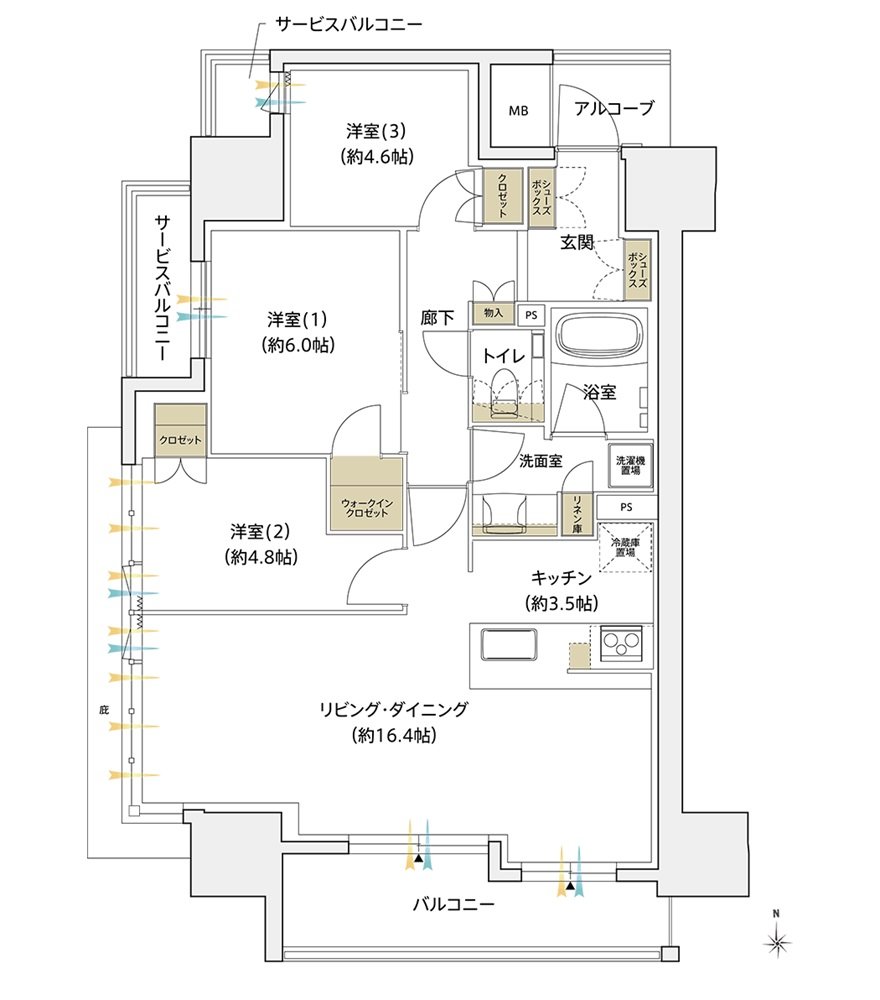 シエリア大阪谷町 間取り A TYPE