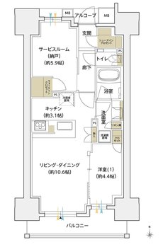 シエリア大阪谷町 間取り D TYPE