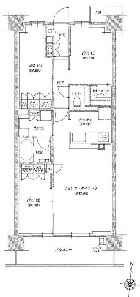 シエリア京都桂川 間取り H3 TYPE
