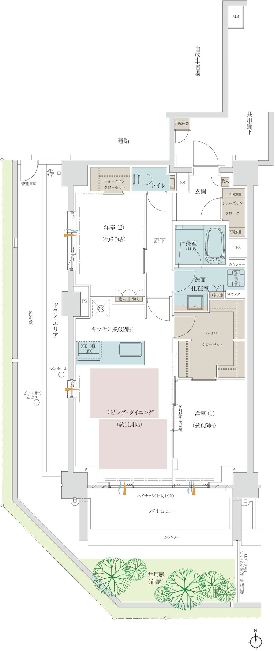 プラウド京都二条城 間取り N1 type