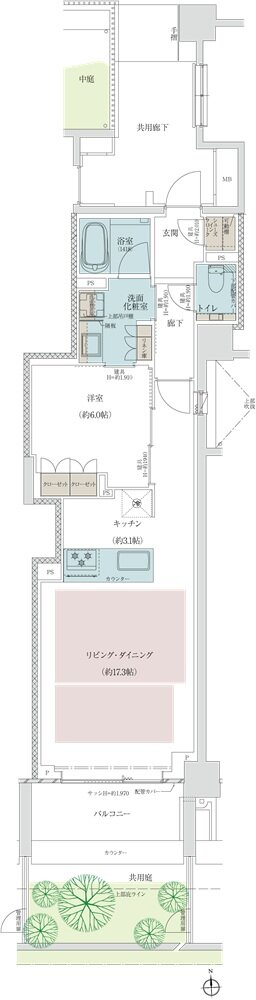 プラウド京都二条城 間取り E1 type