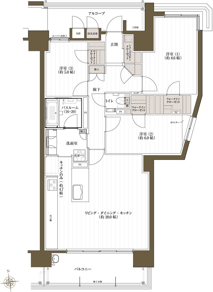 J.CREST番町ミッドハウス 間取り F type