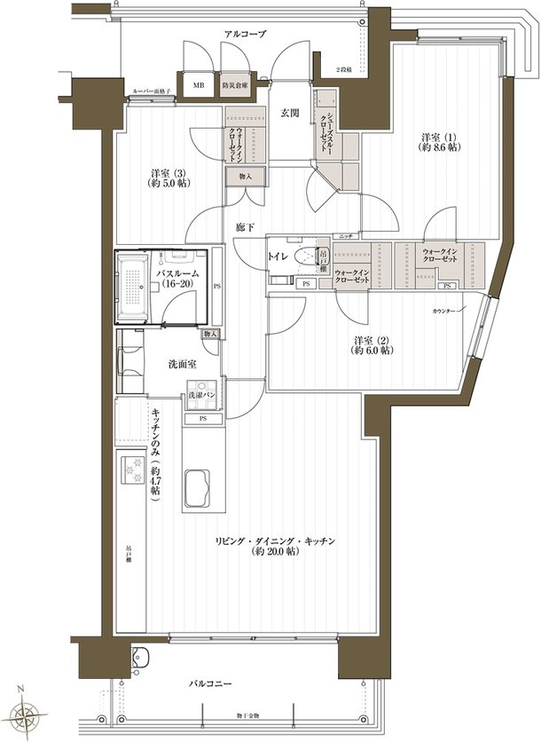 J.CREST番町ミッドハウス 間取り F type