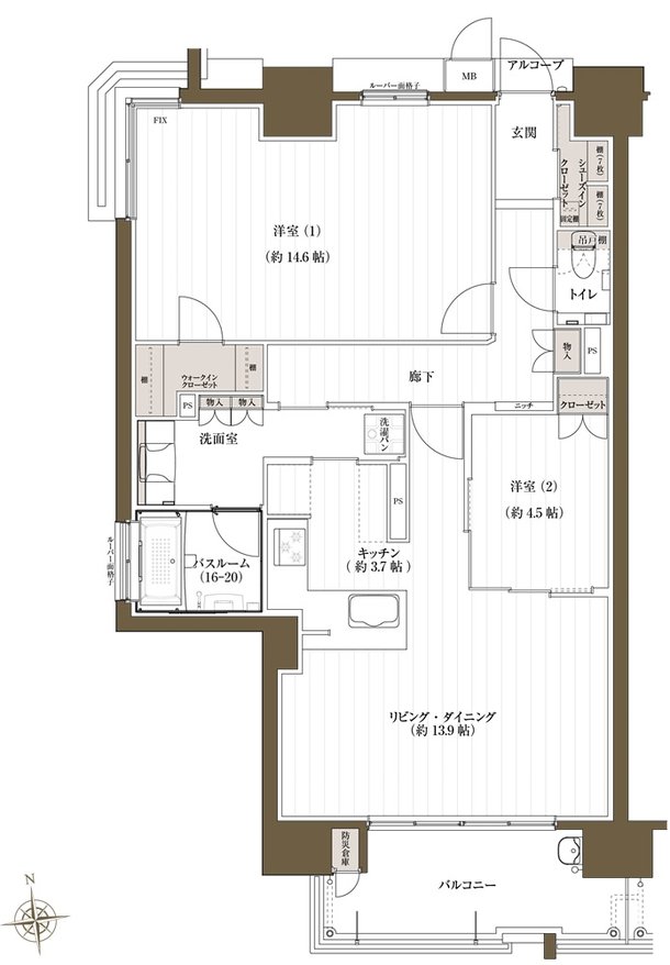 J.CREST番町ミッドハウス 間取り E typeメニュープラン2
