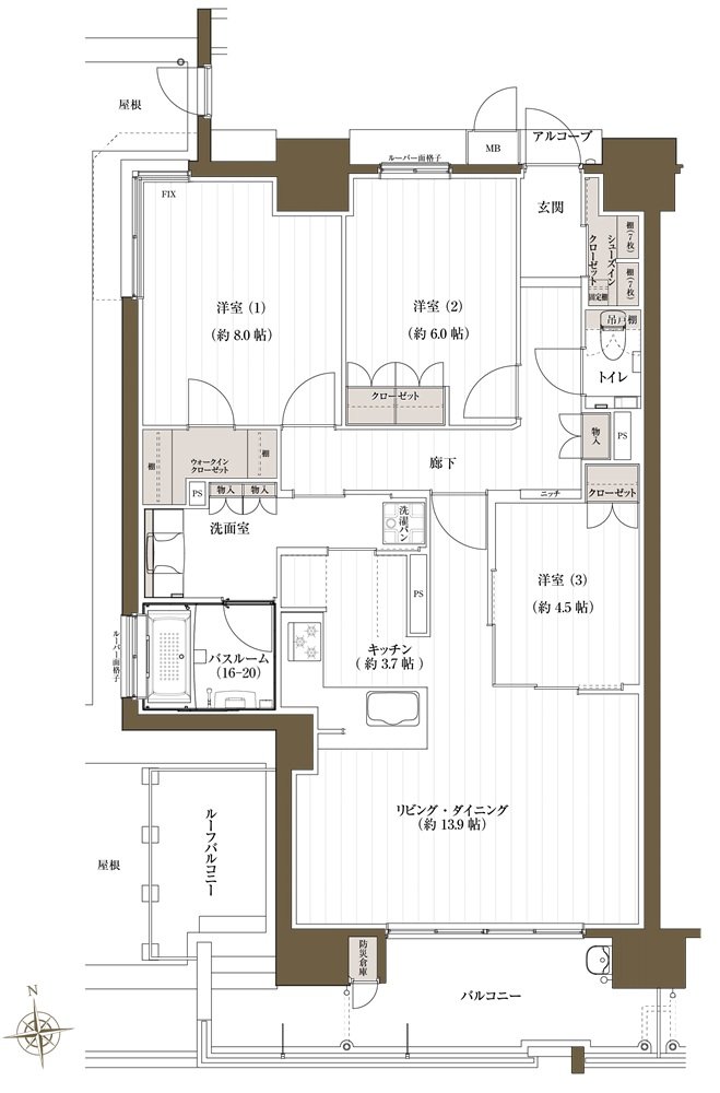 J.CREST番町ミッドハウス 間取り Er type