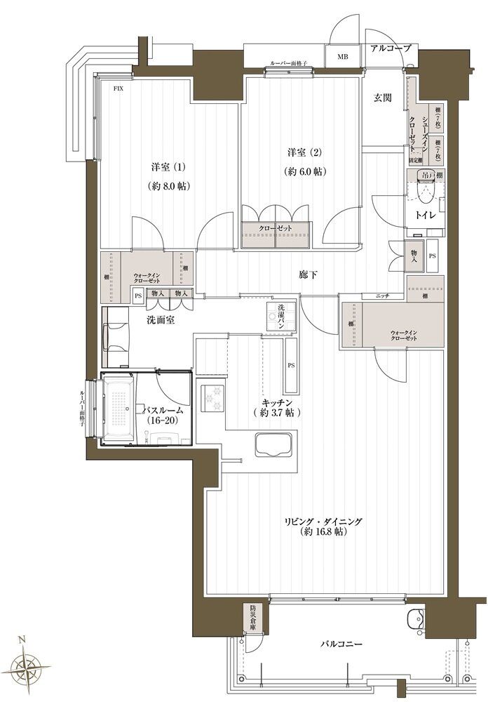 J.CREST番町ミッドハウス 間取り E typeメニュープラン1