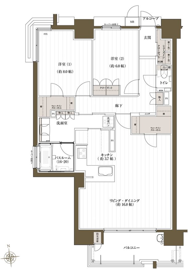 J.CREST番町ミッドハウス 間取り E typeメニュープラン1