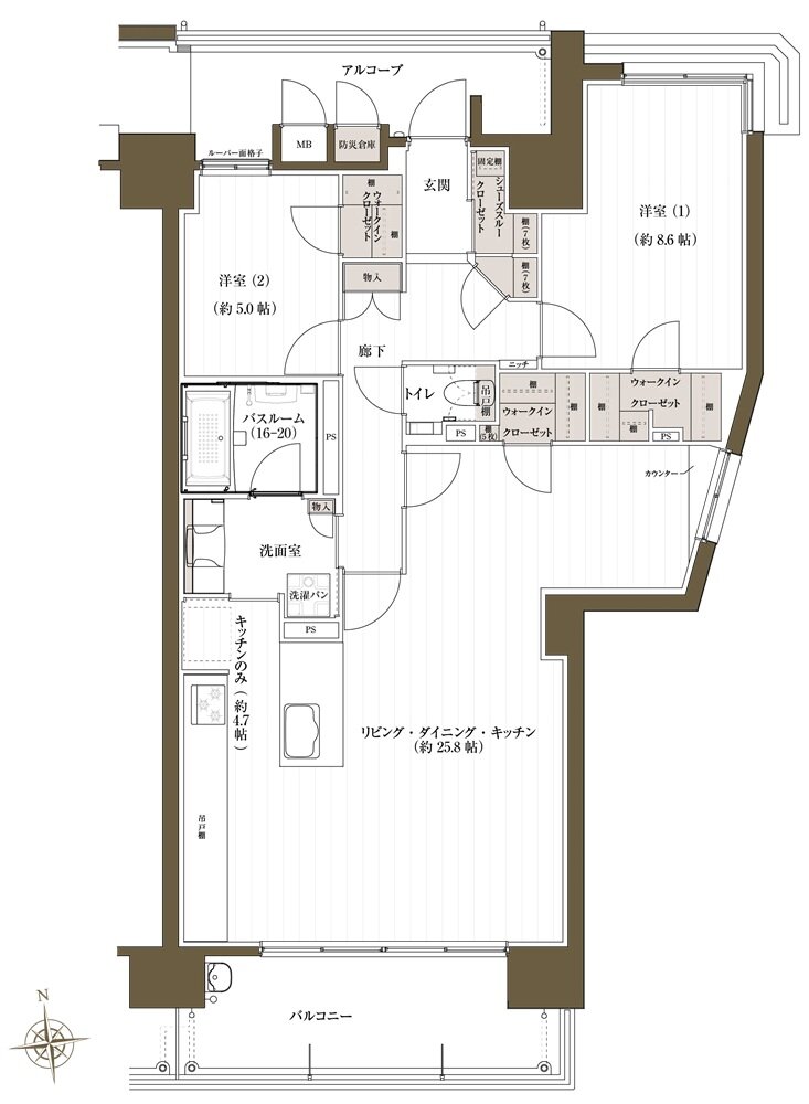 J.CREST番町ミッドハウス 間取り F typeメニュープラン1