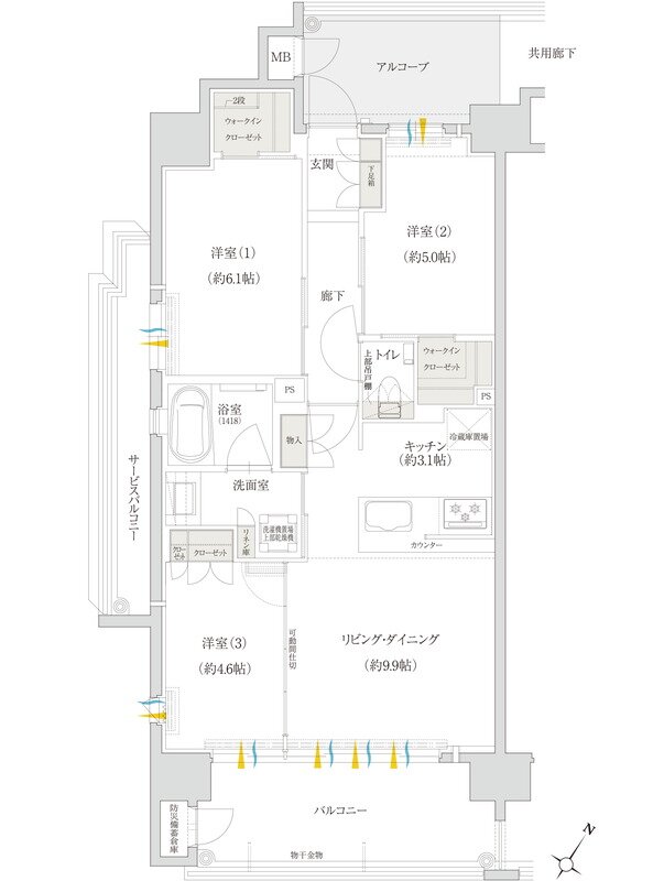 クレアネクスト下荒田 プラージュ 間取り Aタイプ