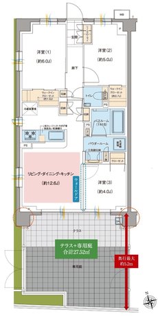 ガーラ・レジデンス府中武蔵野台デュアル 間取り F2g TYPE
