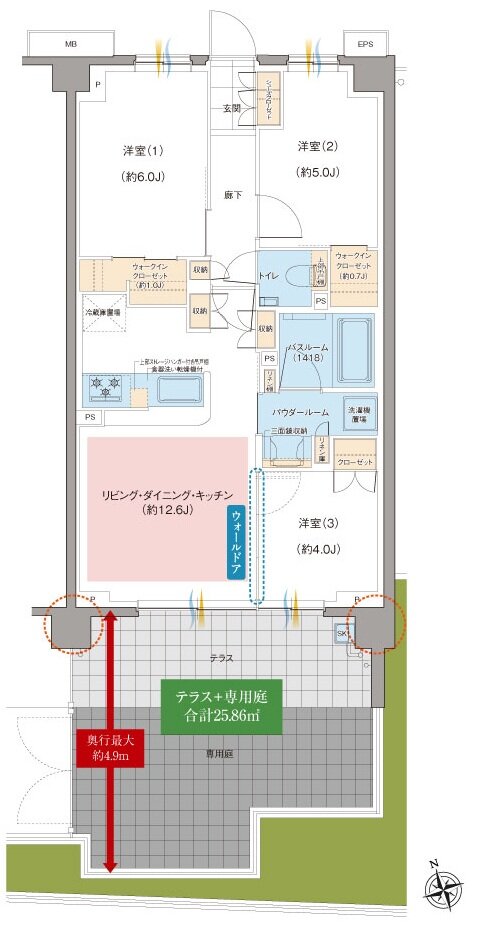 ガーラ・レジデンス府中武蔵野台デュアル 間取り F1g TYPE