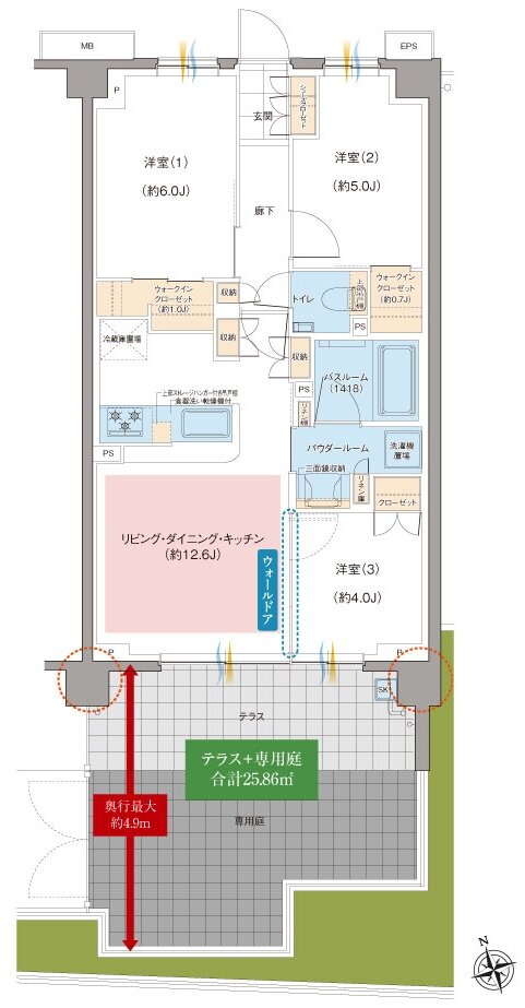ガーラ・レジデンス府中武蔵野台デュアル 間取り F1g TYPE