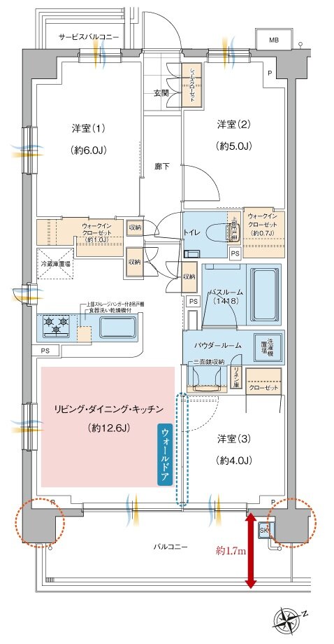 ガーラ・レジデンス府中武蔵野台デュアル 間取り F2 Type