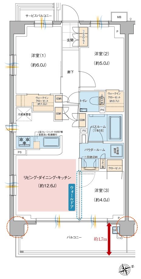 ガーラ・レジデンス府中武蔵野台デュアル 間取り F2 Type