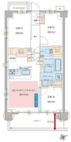ガーラ・レジデンス府中武蔵野台デュアル 間取り F2 Type