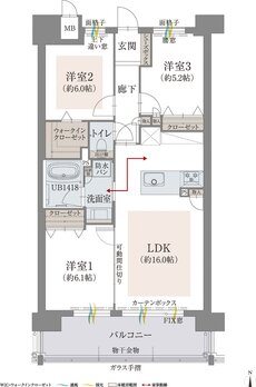 オーヴィジョン新下関プレステージ 間取り B TYPE