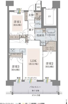 オーヴィジョン新下関プレステージ 間取り E TYPE