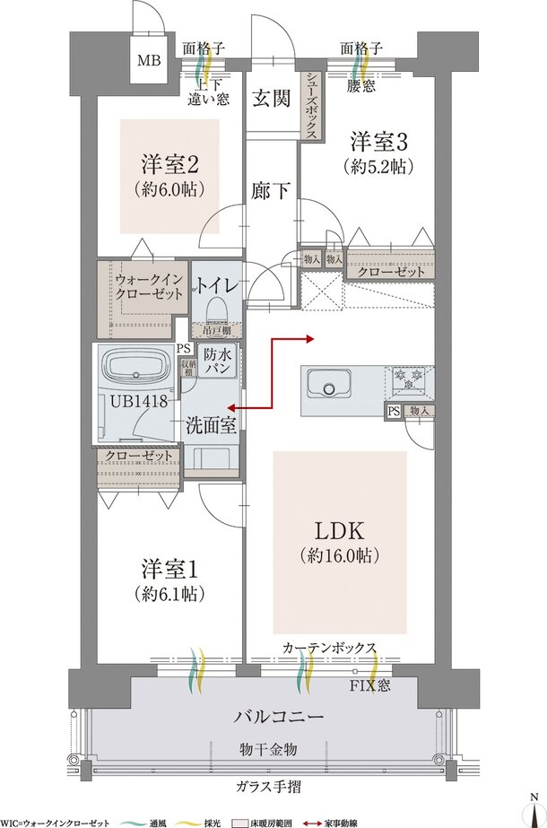 オーヴィジョン新下関プレステージ 間取り B TYPE〈MENUPLAN〉