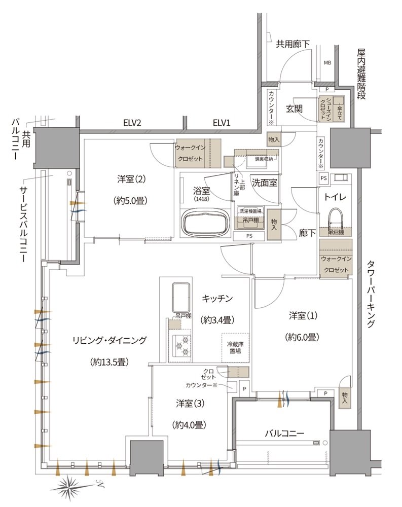 Brillia(ブリリア) Tower 北浜 間取り A type