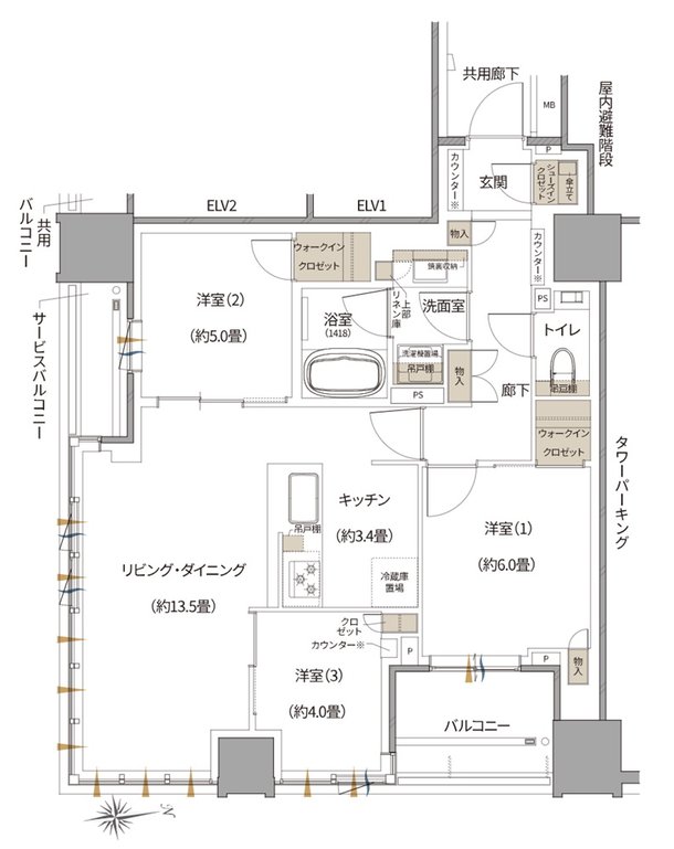 Brillia(ブリリア) Tower 北浜 間取り A type
