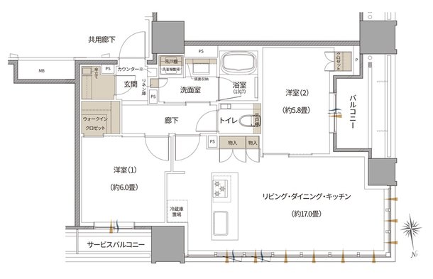 Brillia(ブリリア) Tower 北浜 間取り H type