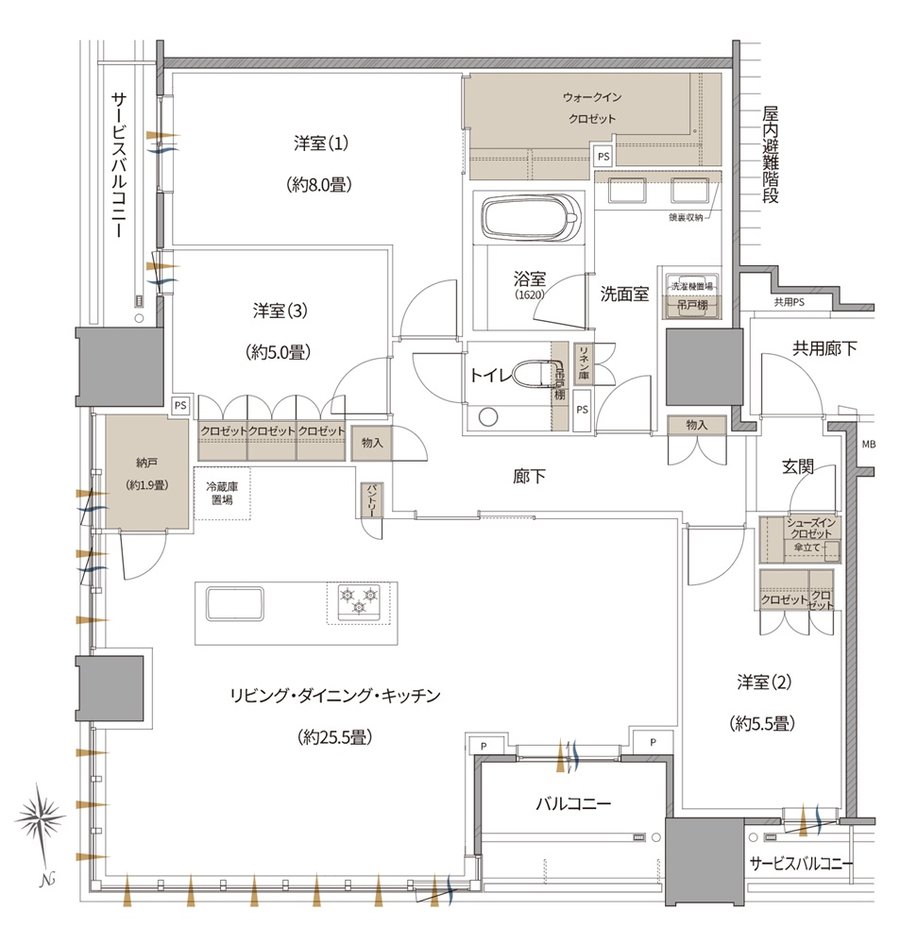 Brillia(ブリリア) Tower 北浜 間取り L type