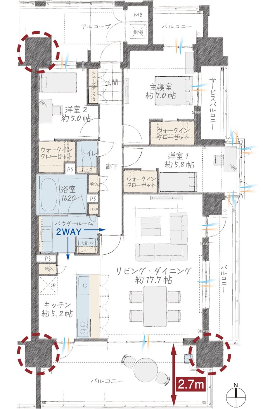 グランドオーク浦上テラス 間取り A type
