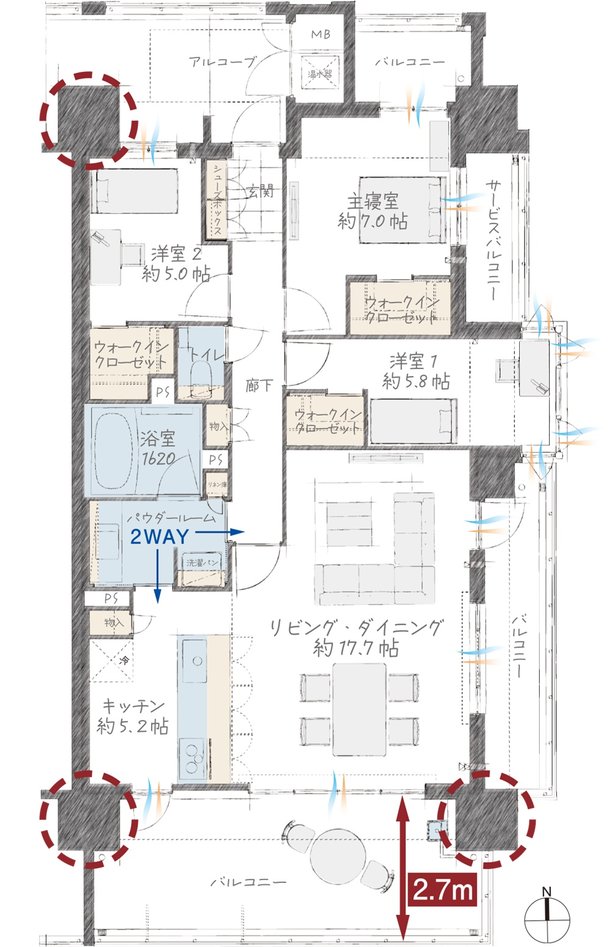 グランドオーク浦上テラス 間取り A type