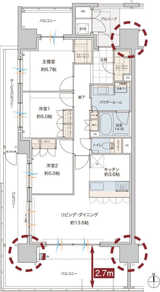 グランドオーク浦上テラス 間取り E type