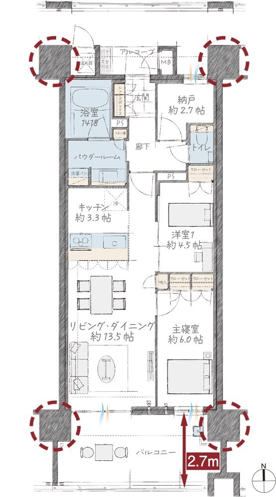 グランドオーク浦上テラス 間取り D type